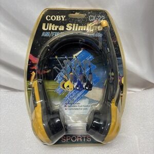 New COBY Ultra Slimline AM/FM Headphone Radio CX-21 Sports Jogger Headset SEALED